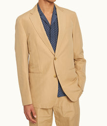 Garret Tailored Fit Unstructured Two-Button Linen & Cotton Blazer | Biscuit