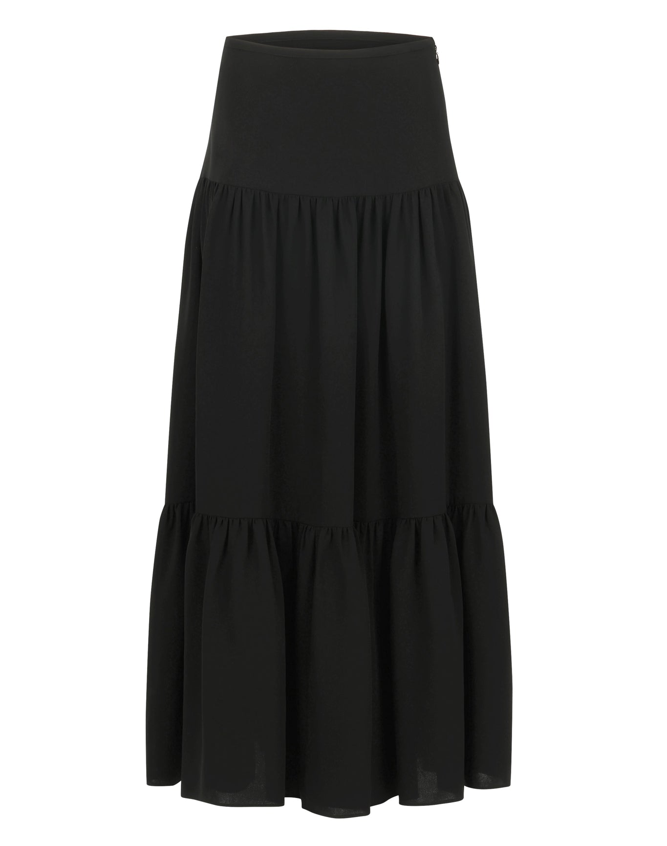 Gigi Silk Tiered Maxi Skirt | Black