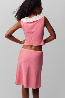 Womens | Paloma Lace Top | Gingham Poppy And White