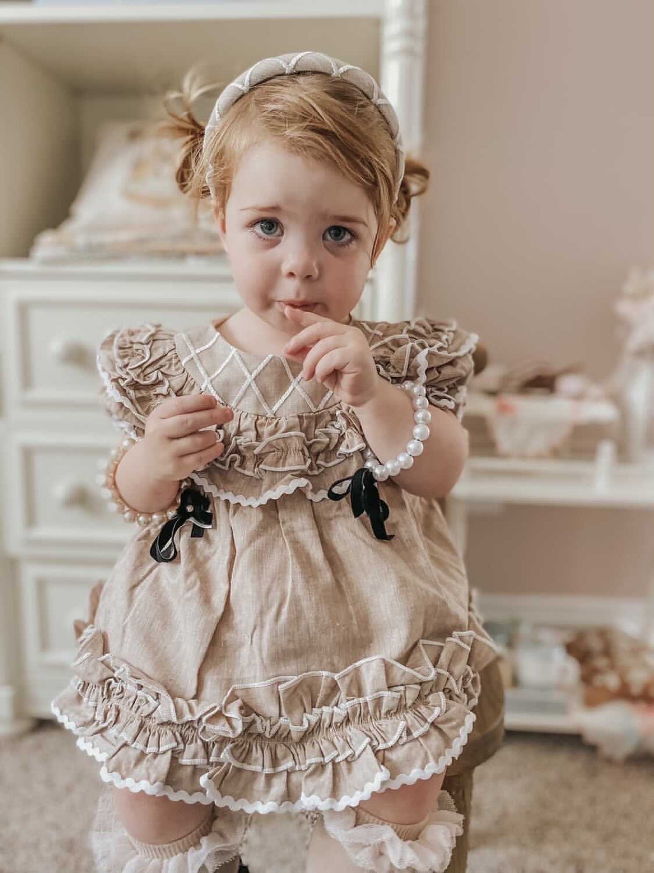 Girl | Ashlyn Tan Linen Top and Shorts Set | Beige