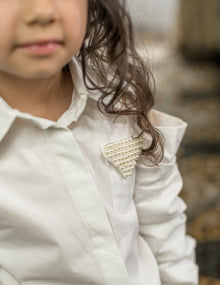 Girl | Iris Blouse and Tweed Shorts Set | White x Ivory x Blue
