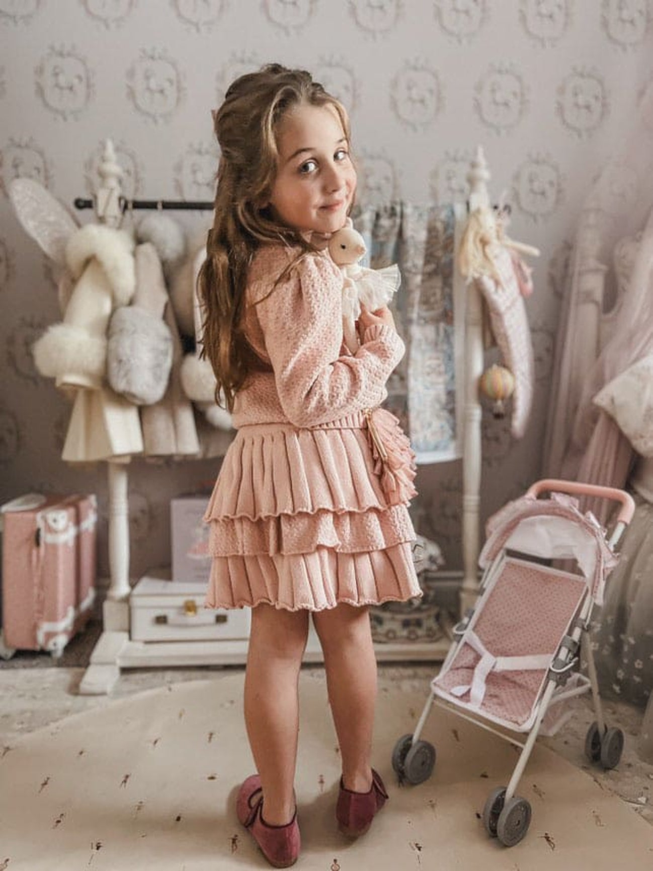 Girl | Julie Pink Knit Cotton Cardigan