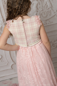 Girl | Molly Tweed Top and Lace Skirt Set | Pink