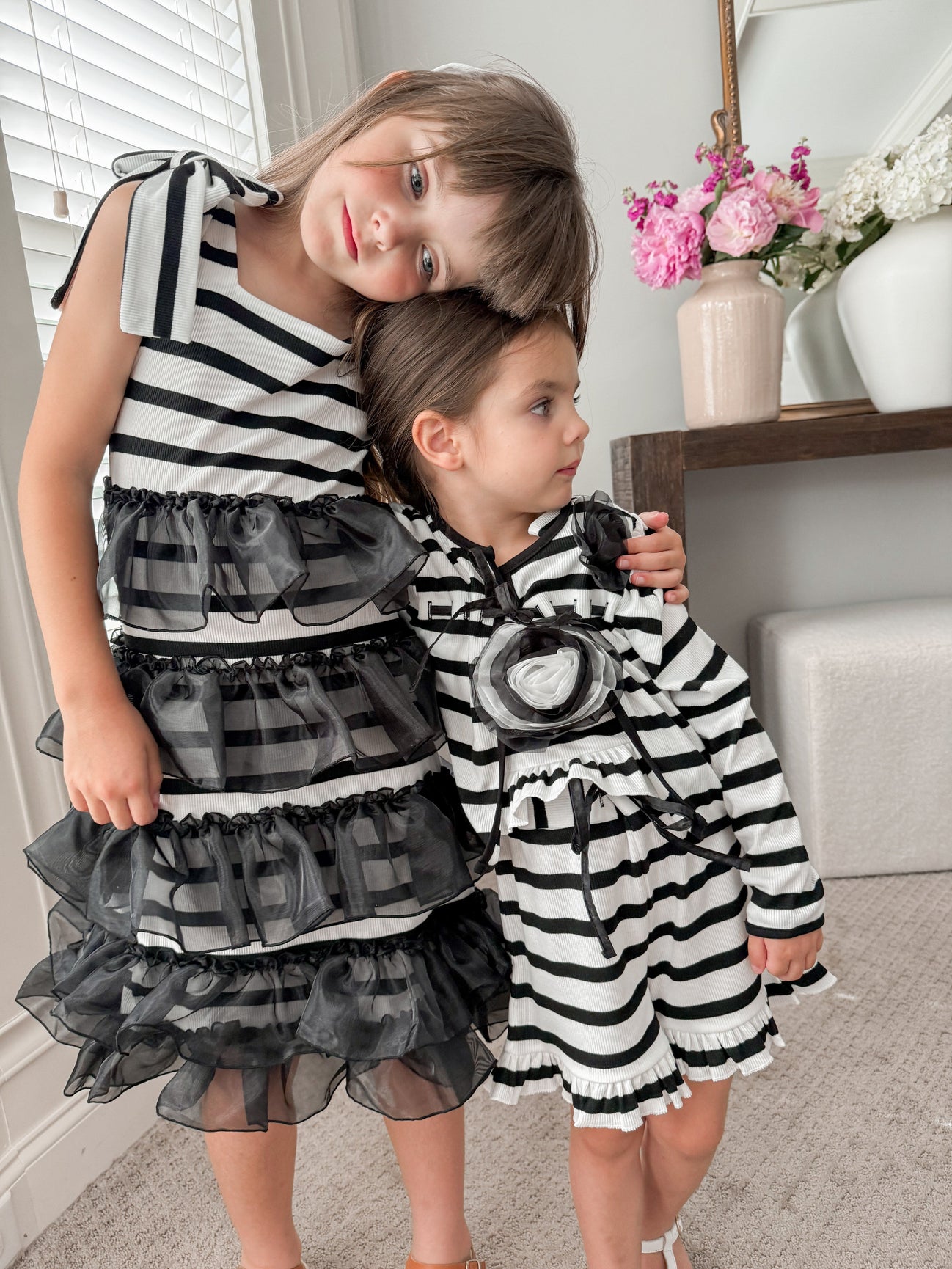 Girl | Monaco Black and White Striped Top and Shorts Set