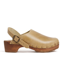 Girls | Leather Clogs With Studs | Caramel