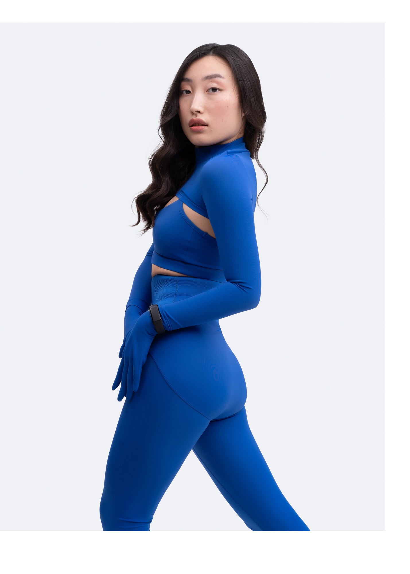 Glove Sleeve Crop Top | Blue