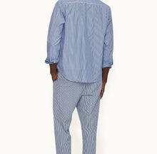 Grasmoor Stripe Relaxed Fit Classic Collar Washed Cotton Shirt Woven | Blueberry/White Stripe