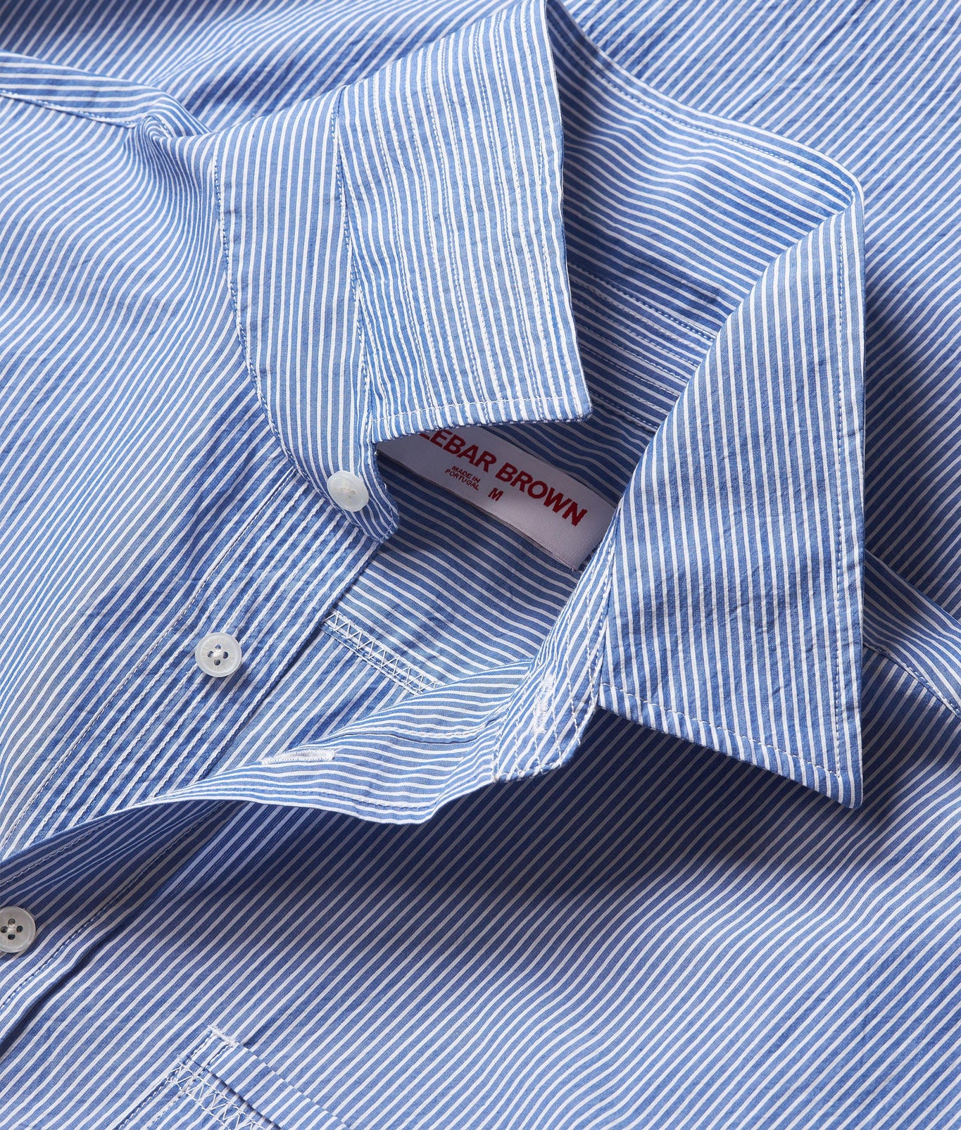 Grasmoor Stripe Relaxed Fit Classic Collar Washed Cotton Shirt Woven | Blueberry/White Stripe