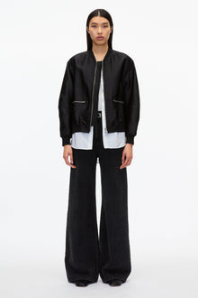 Layered Bomber Jacket with Shirt | Black