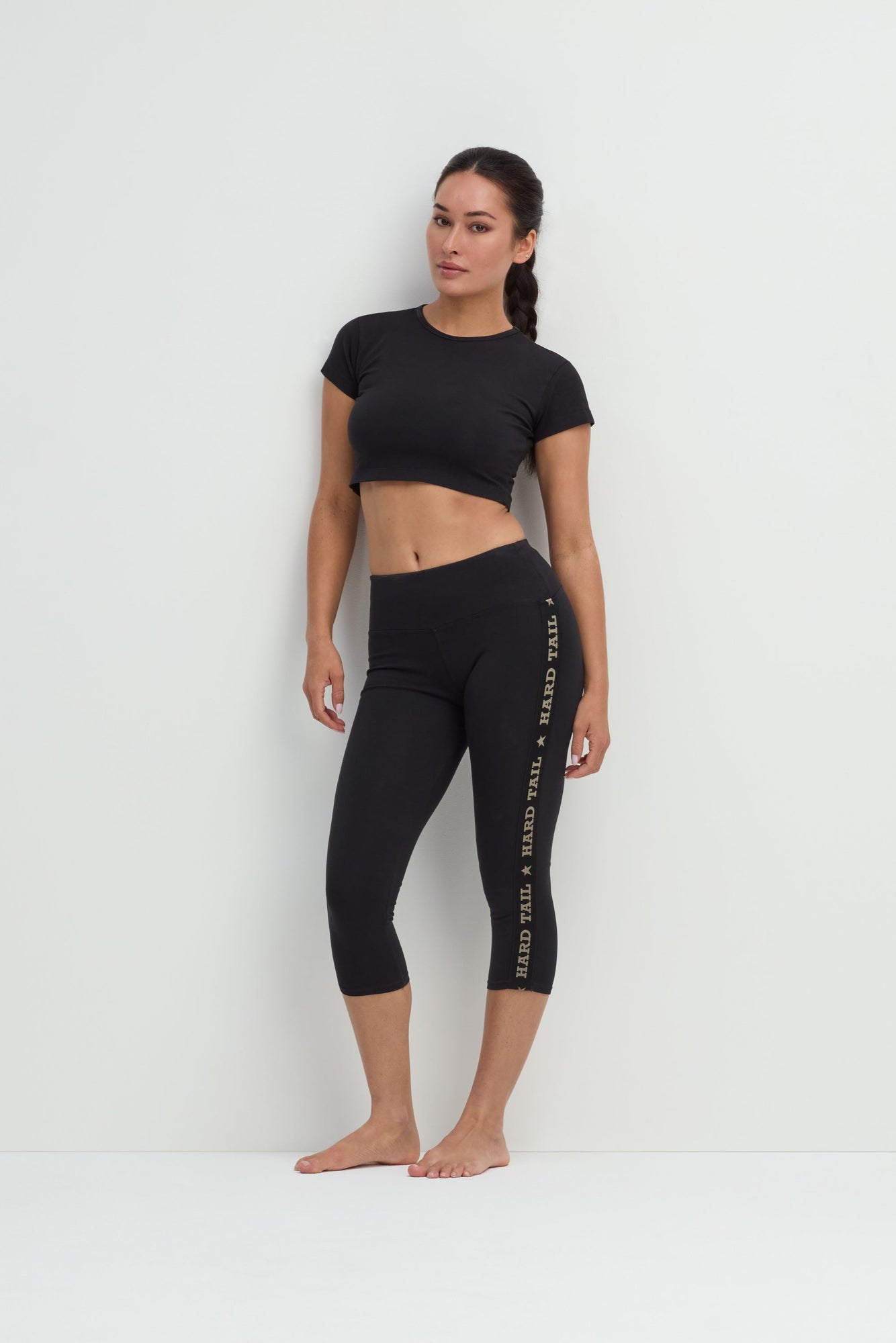 Women | Logo Flat Waist Crop Legging | Black