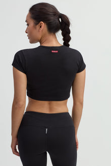 Women | Logo Flat Waist Crop Legging | Black