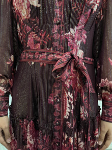 Hemant & Nandita | Aafa Long Shirt Dress | Burgundy