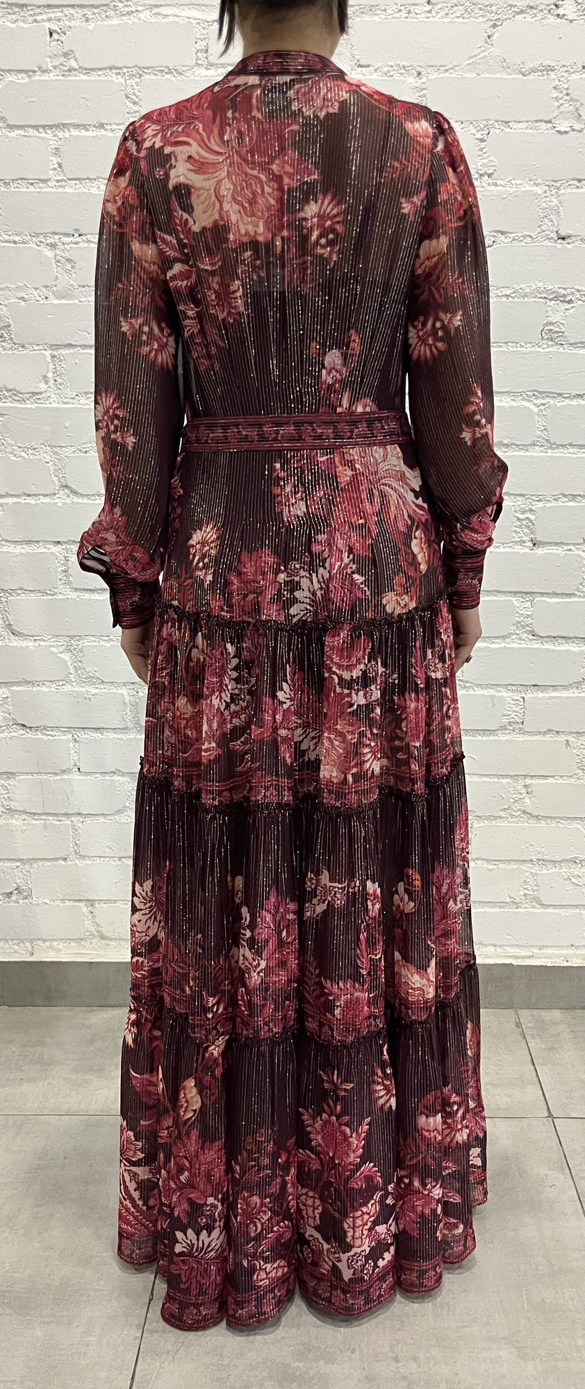 Hemant & Nandita | Aafa Long Shirt Dress | Burgundy
