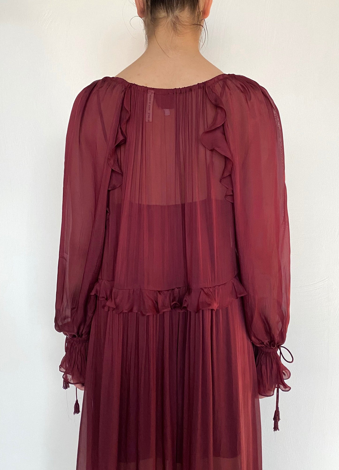 Ruffled Maxi High-Low Dress | Burgundy