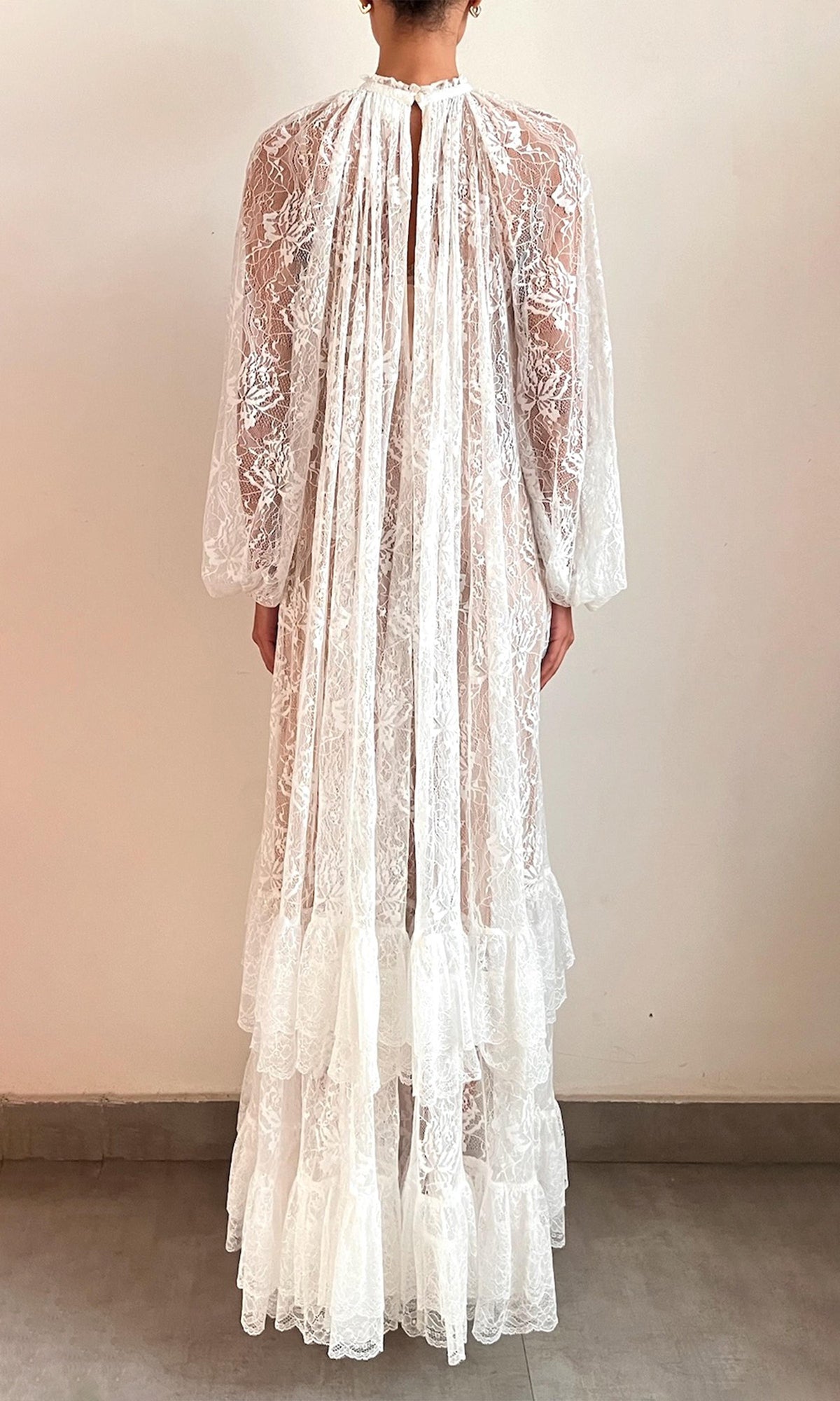 Hemant And Nandita | Adra halterneck Nylon Flower Maxi Dress | Off White