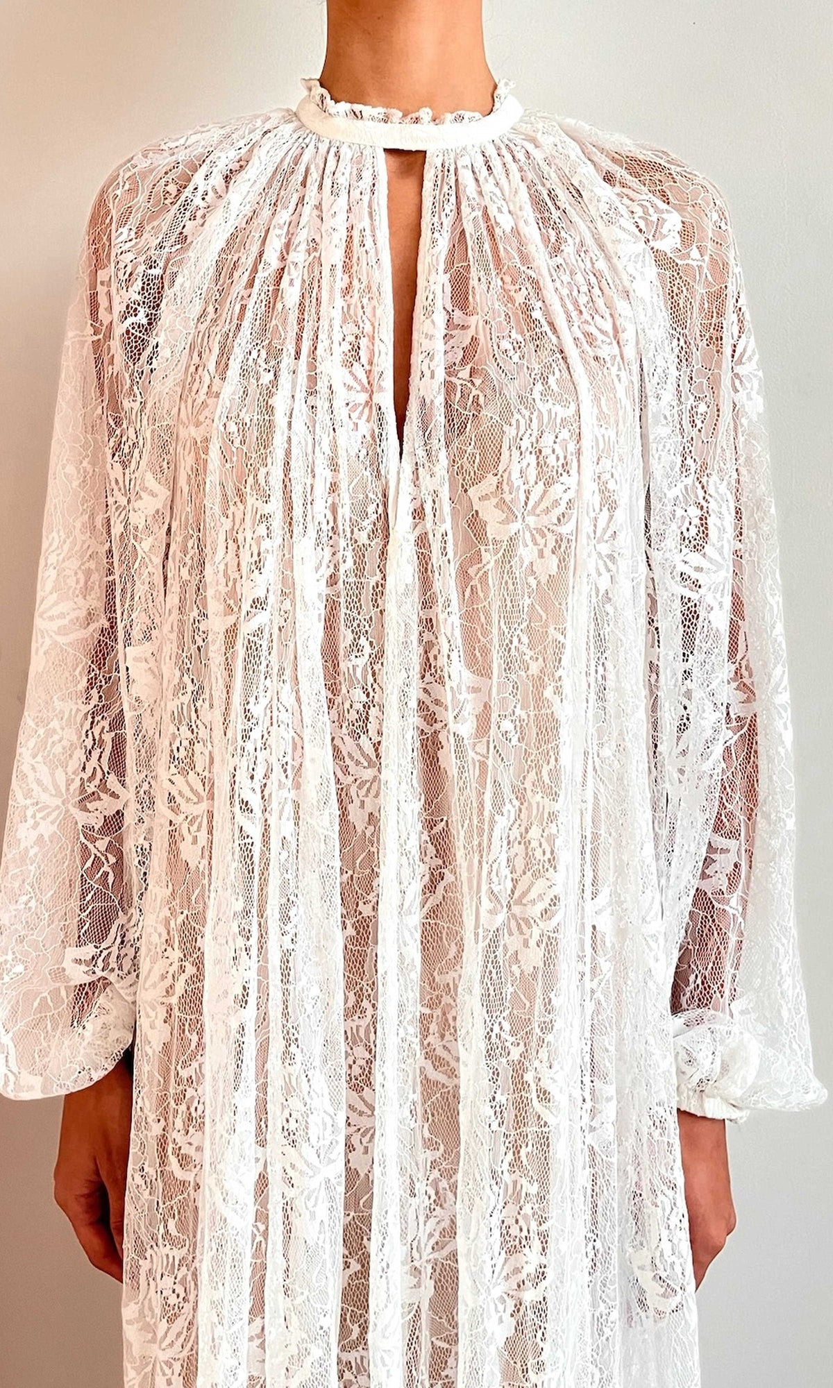 Hemant And Nandita | Adra halterneck Nylon Flower Maxi Dress | Off White