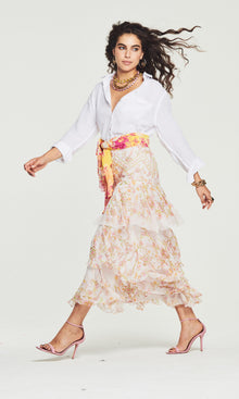 Womens | Aira Viscose Georgette Long Skirt | Off White