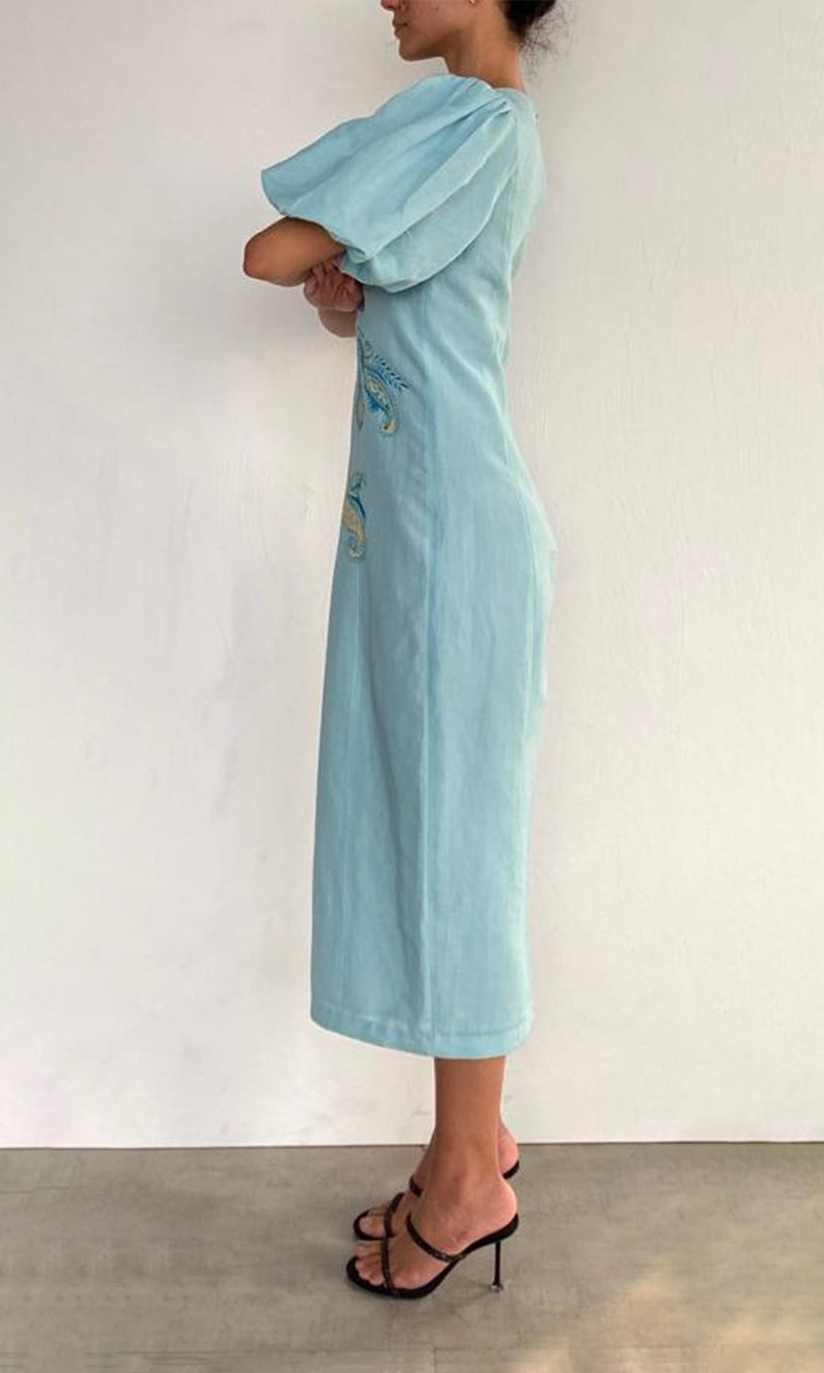 Womens | Amari Linen Cotton Midi Dress | Turquoise Multi