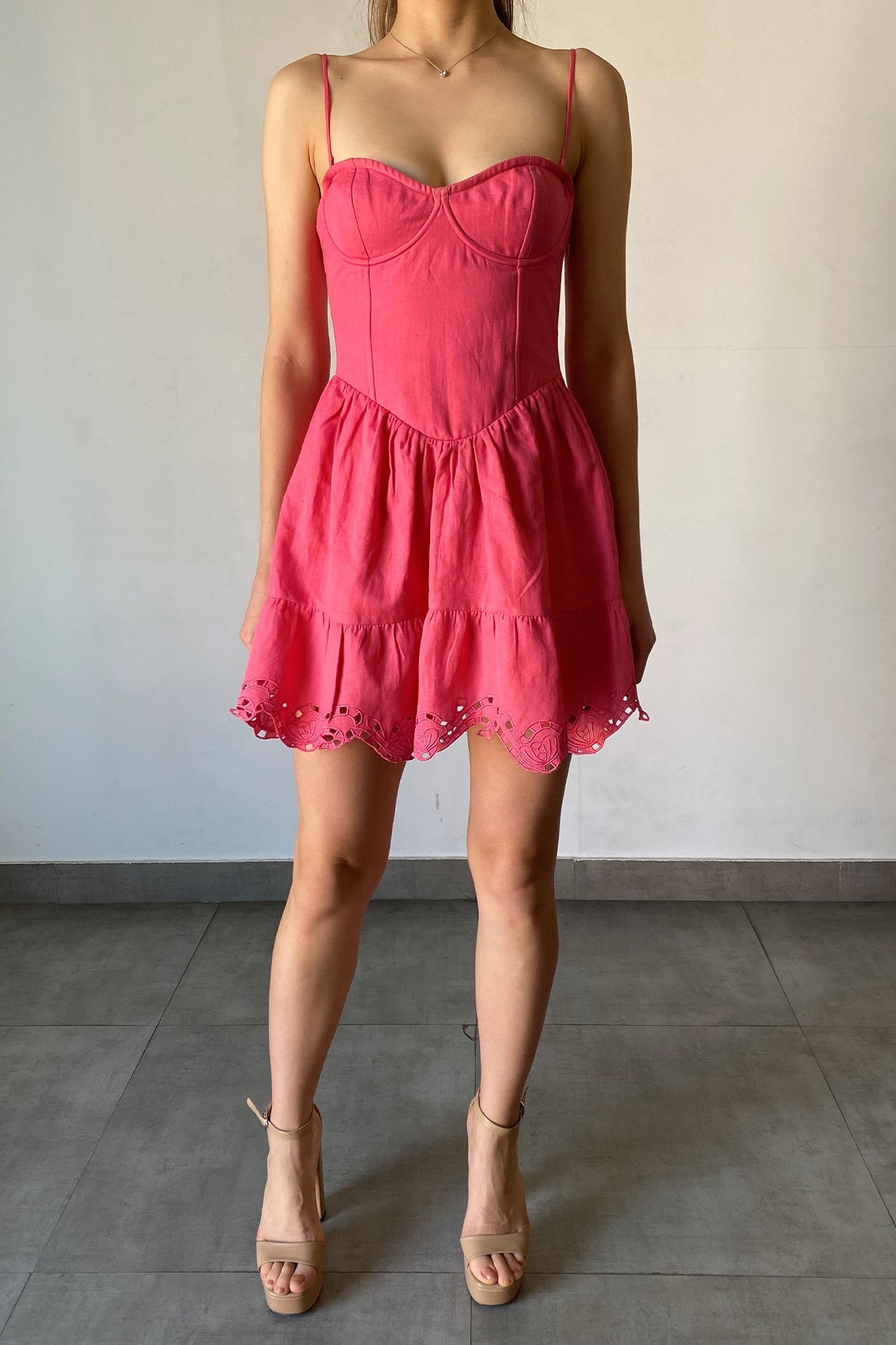 Sweetheart Neckline Short Dress | Pink