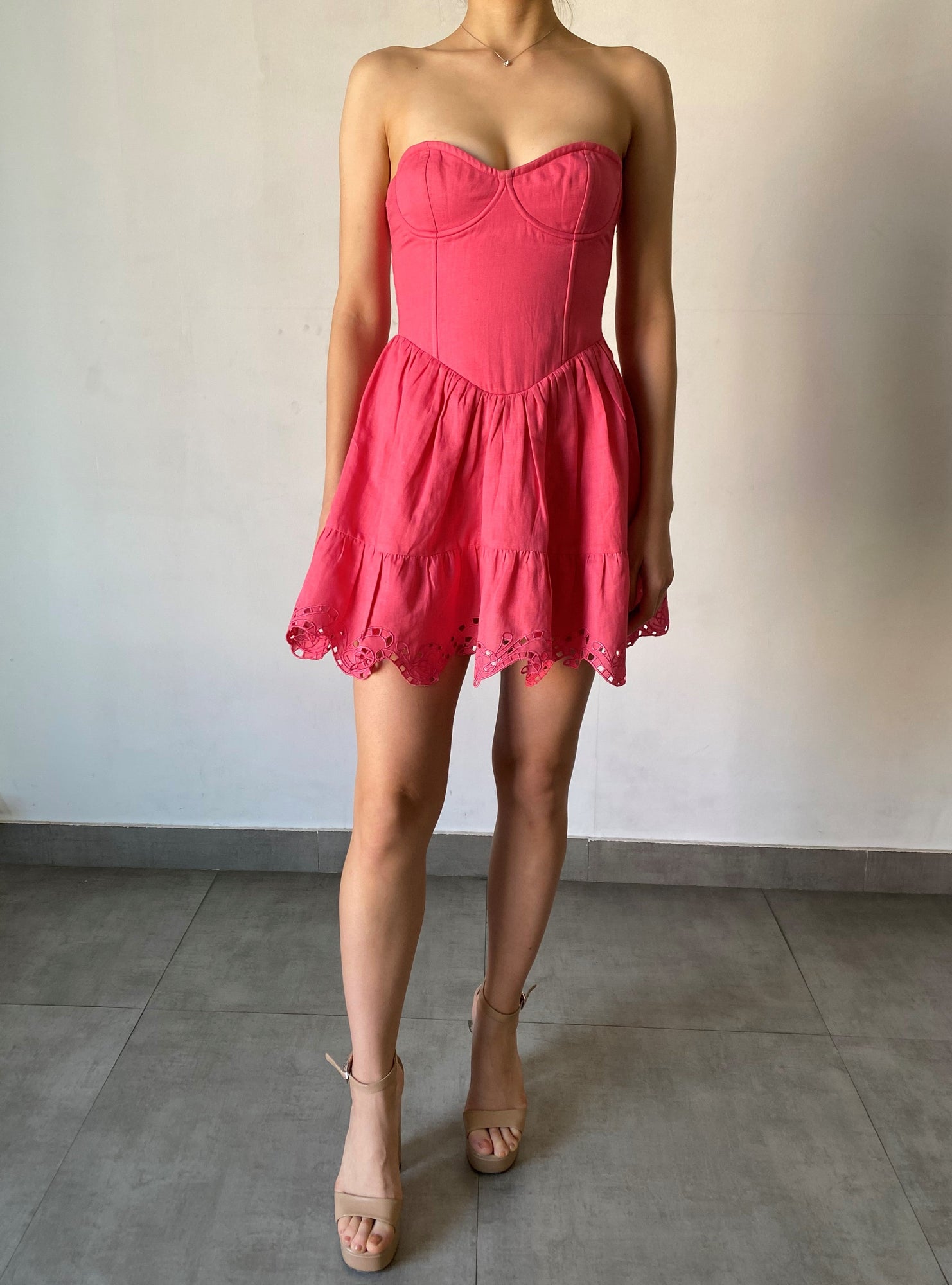 Sweetheart Neckline Short Dress | Pink