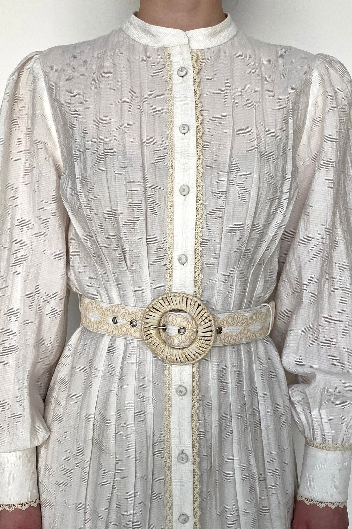 Shirt Dress With Handcrafted Buttons And Belt | White
