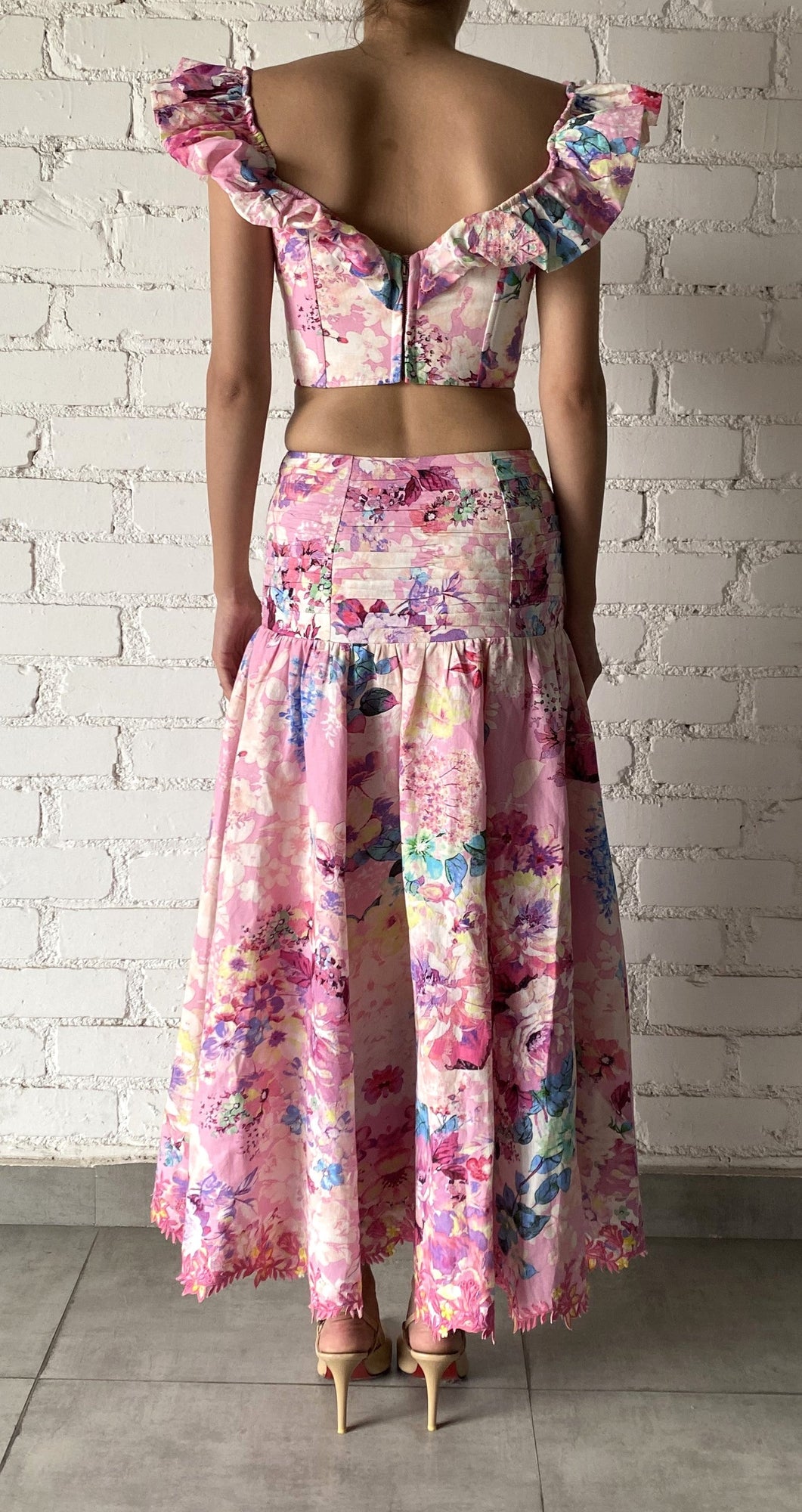 Long Skirt | Pink Floral