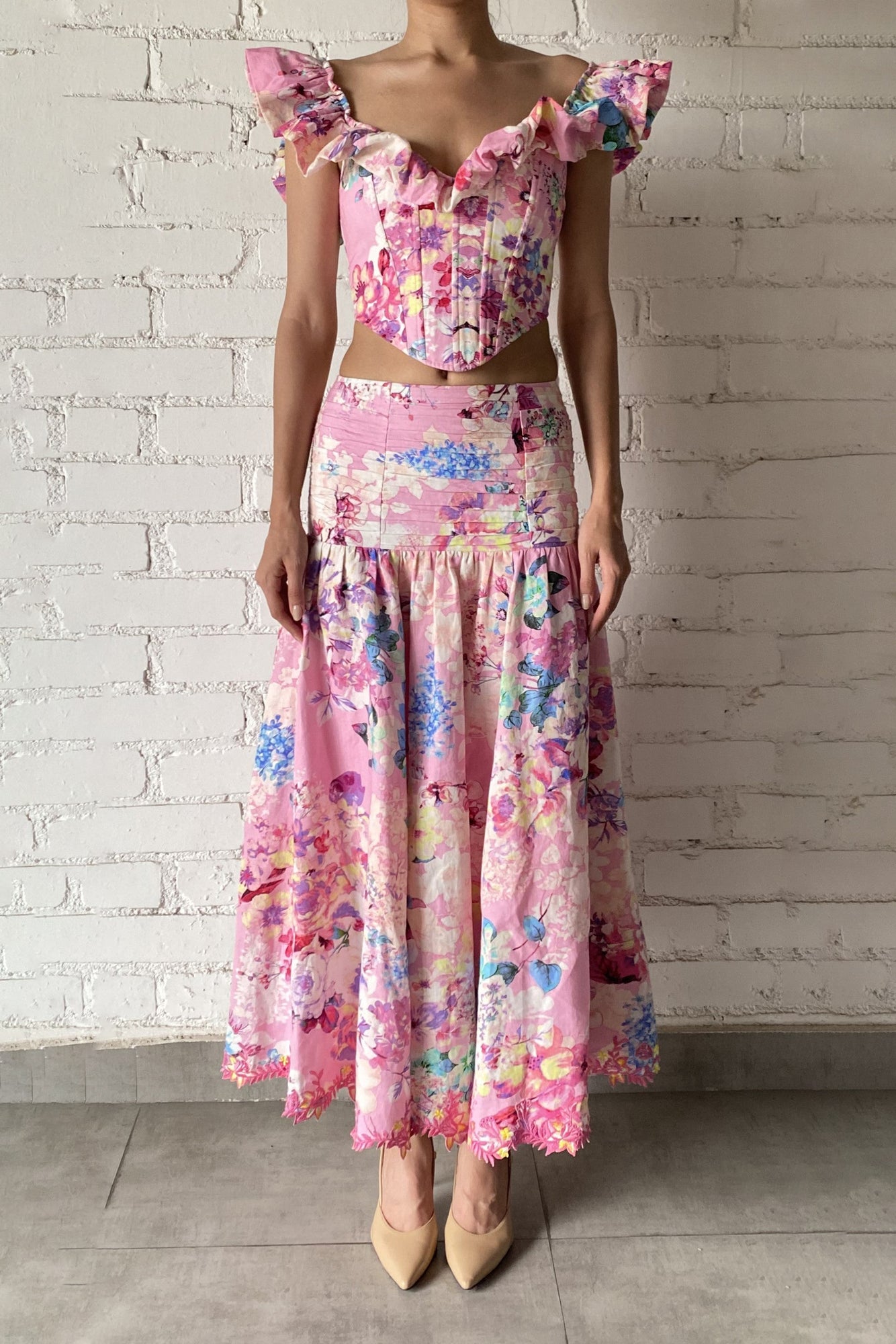 Long Skirt | Pink Floral