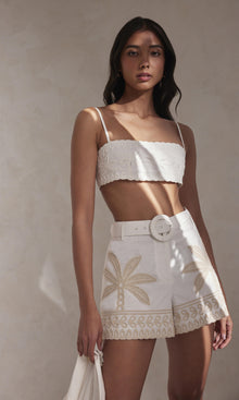 Womens | Ari Cotton Poplin Shorts With Buckle Belt | White