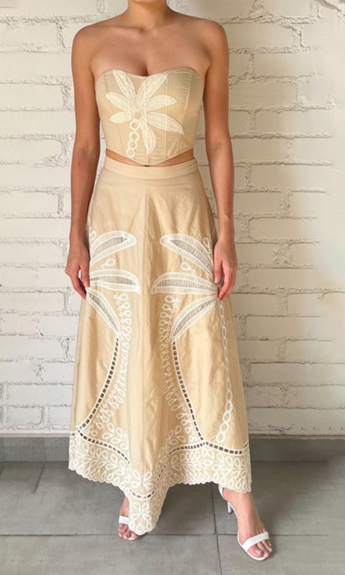 Womens | Ari Cotton Poplin Corset Top | Beige