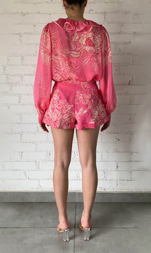 Womens | Asha Viscose Flat Chiffon Top With Cami | Pink Floral