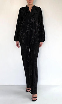 Womens | Aura Viscose Flower Jacquard Shirt | Black