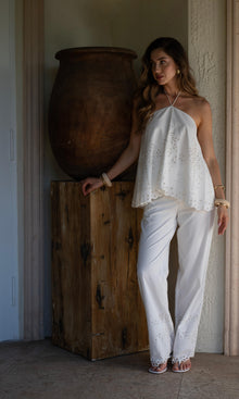 Womens | Bagh Cotton Straight Pants | White