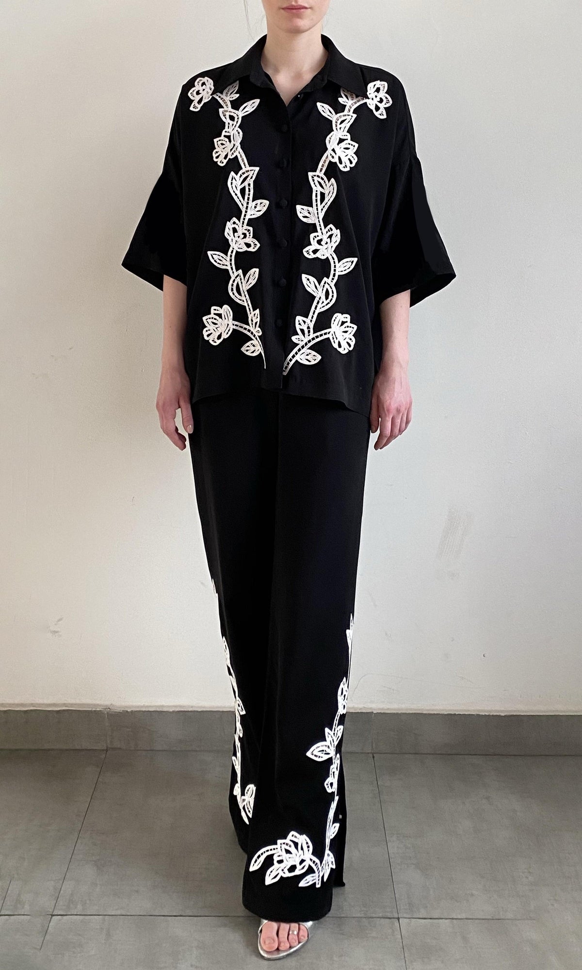Womens | Daha Polyester Crepe Pants - II | Black White