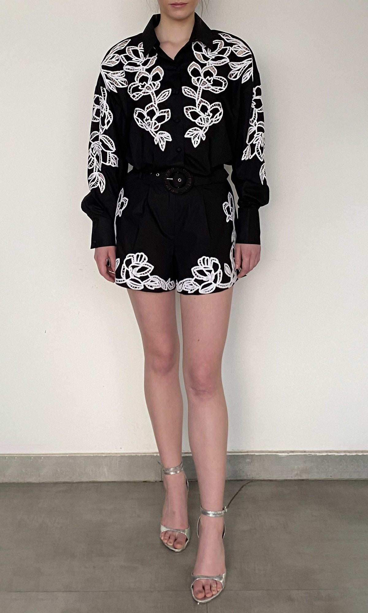 Hemant And Nandita | Daha Cotton Poplin Oversized Shirt | Black White