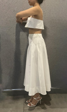 Hemant And Nandita | Dea Cotton Linen Midi Skirt | Ivory