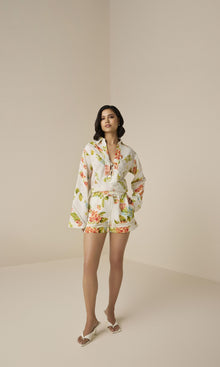 Womens | Dhun Linen Cotton Lace Shorts | Multi
