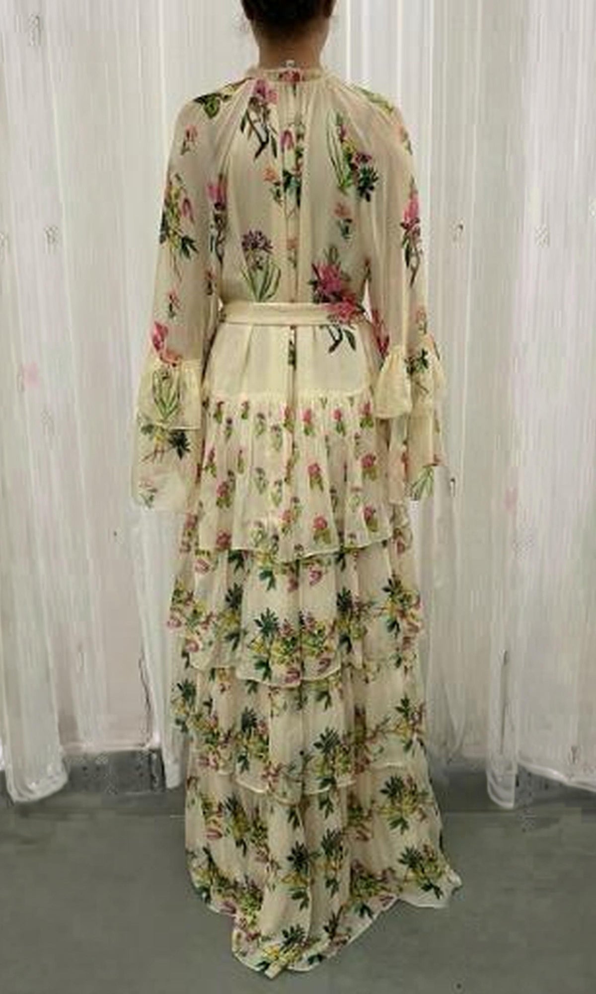Hemant And Nandita | Dina Viscose Long Dress | Yellow