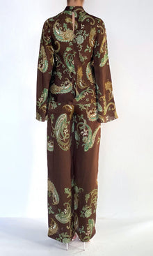Womens | Dira Viscose Satin Mock Neck Bias Top | Dark Brown