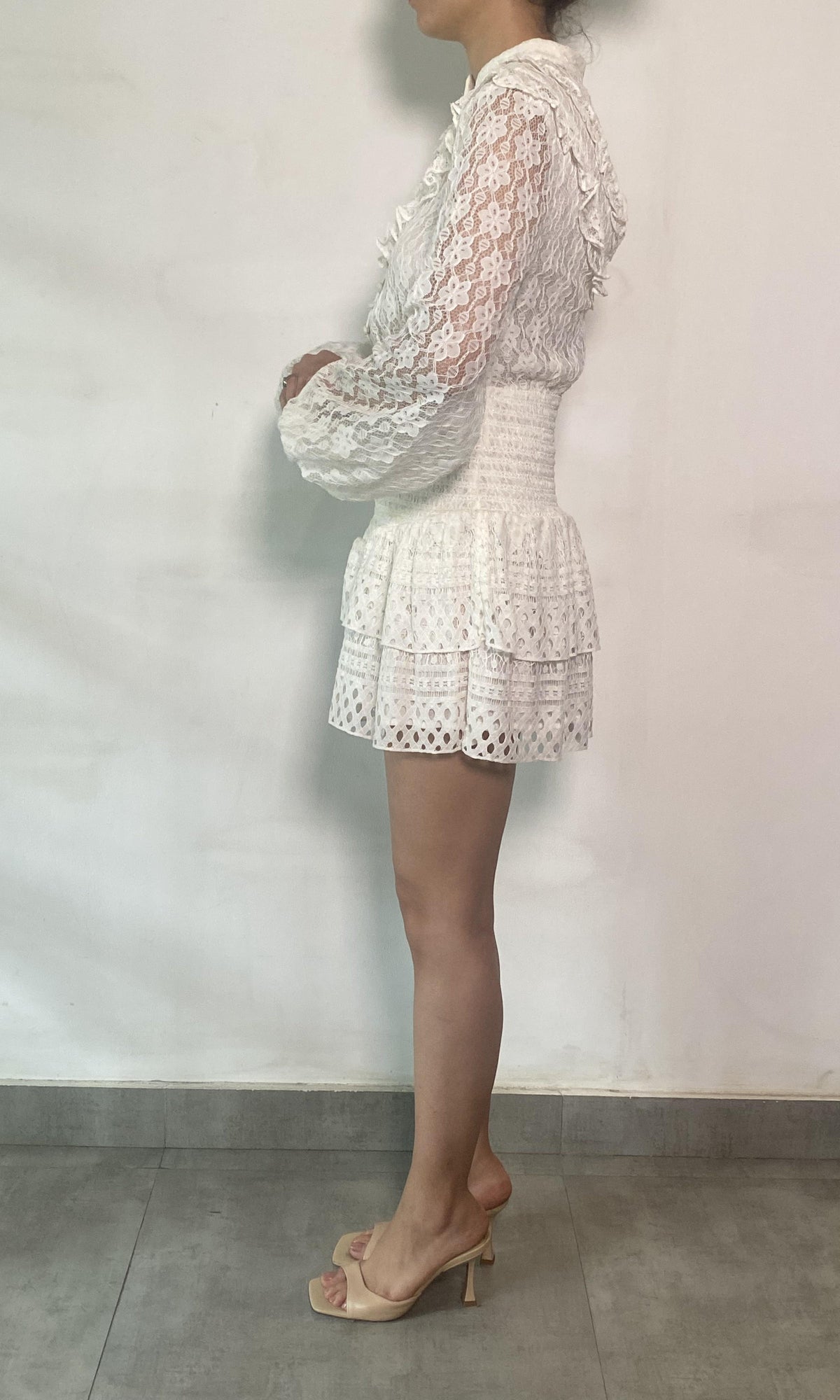 Womens | Fiona Cotton Net Short Dress | White