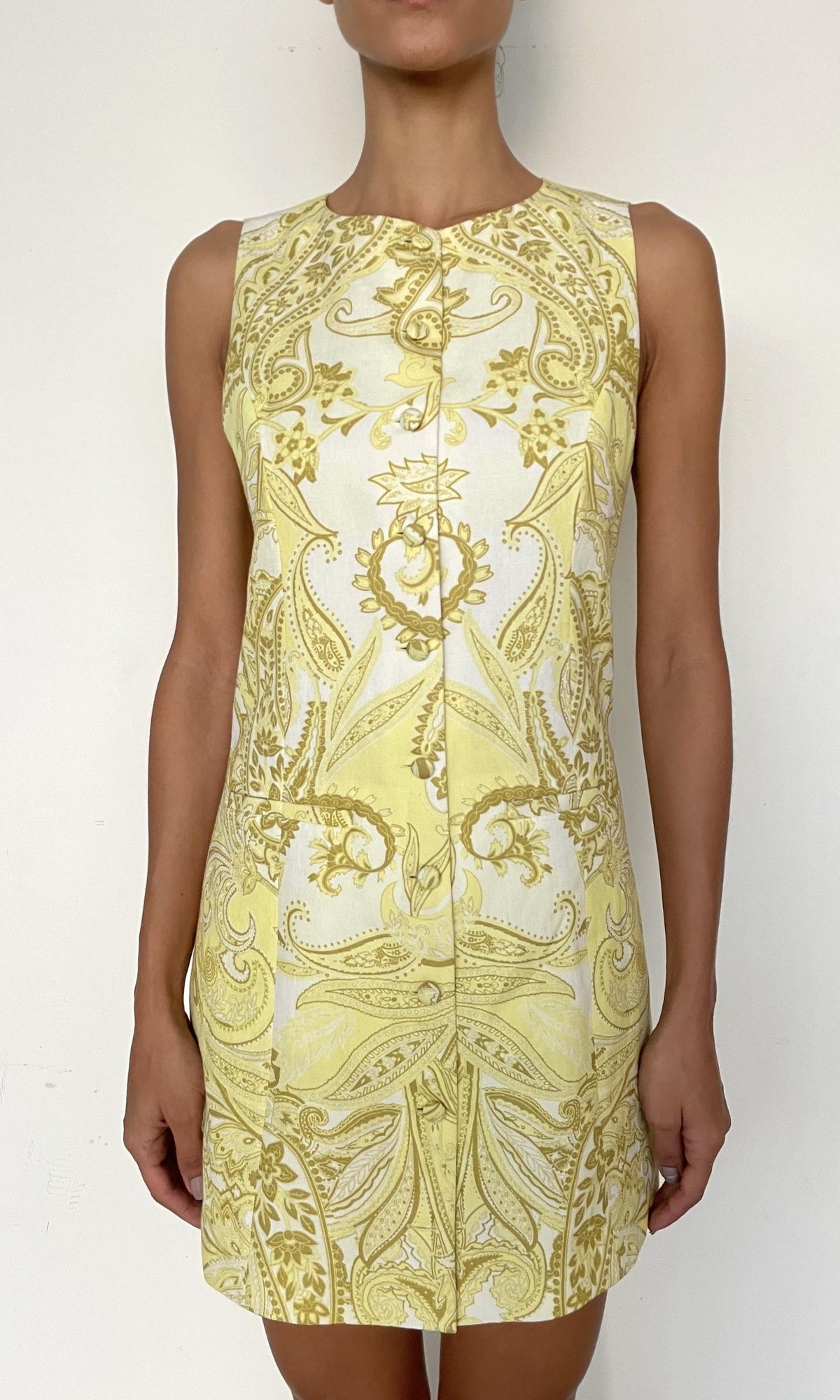 Hemant And Nandita | Fiza Cotton Mini Dress | Light Yellow