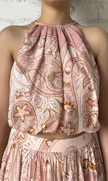 Hemant And Nandita | Fiza Viscose Organza Linen Halter Neck Top | Powder Pink