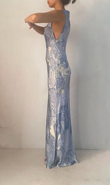 Hemant And Nandita | Fiza Viscose Satin Maxi Dress | Powder Blue