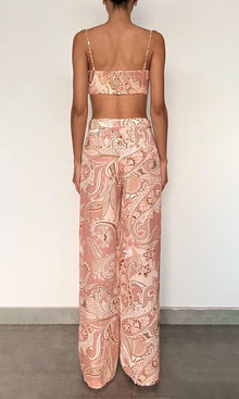 Womens | Fiza Cotton Straight Pants With Buckle Belt | Powder Pink