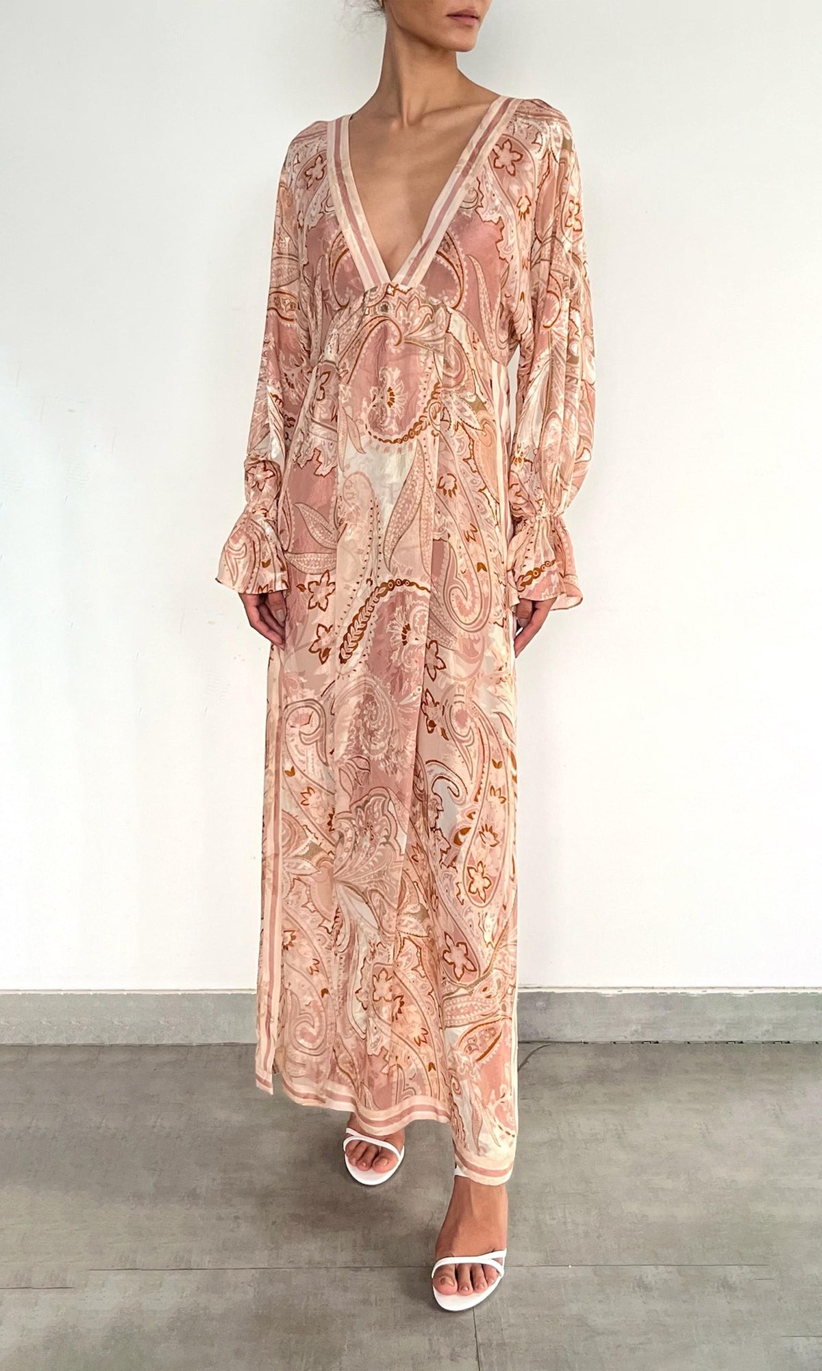 Hemant And Nandita | Fiza Viscose Ggt Dobby Kaftan Without Slip | Peach Pink
