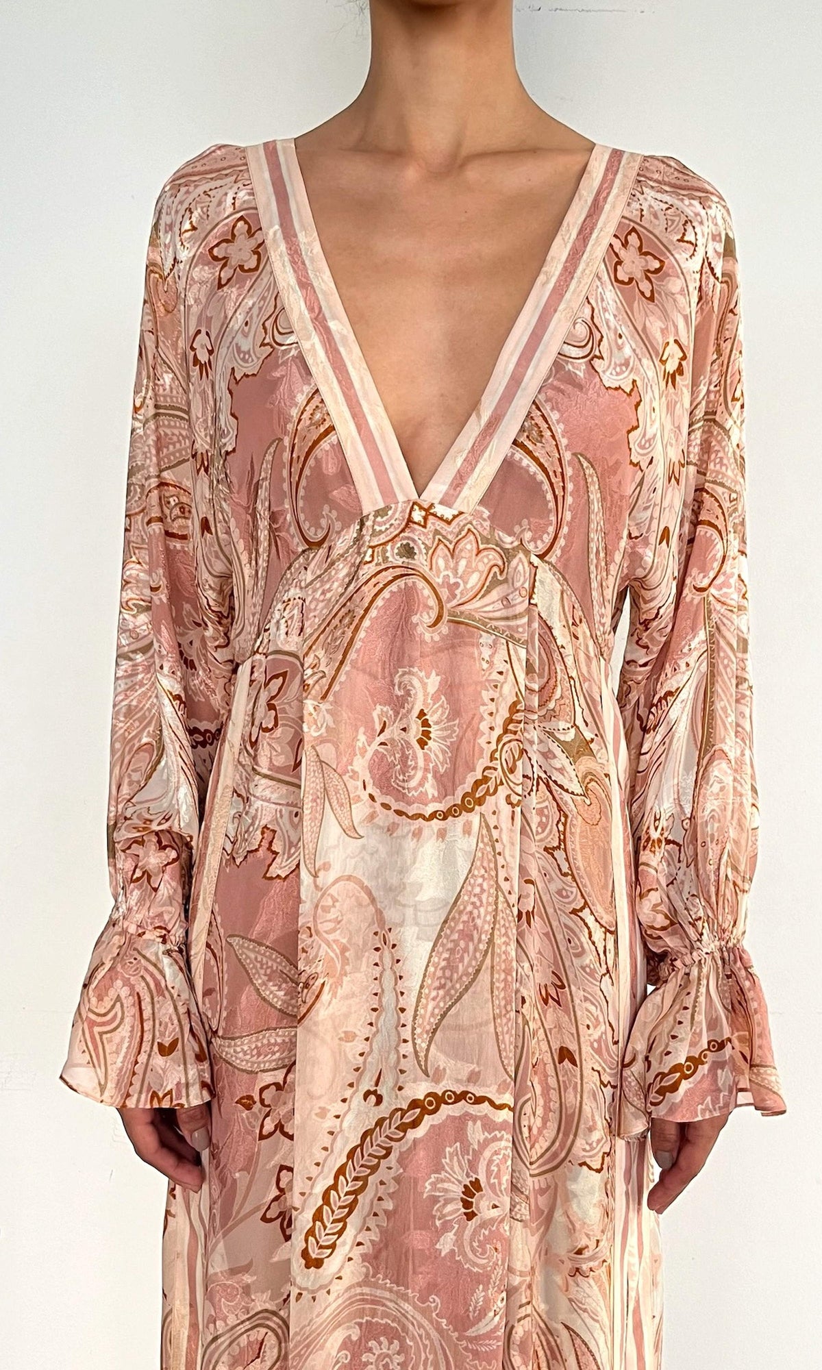 Hemant And Nandita | Fiza Viscose Ggt Dobby Kaftan Without Slip | Peach Pink