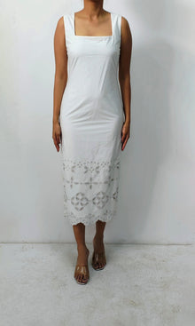 Hemant And Nandita | Inv Cotton Poplin Long Dress | White