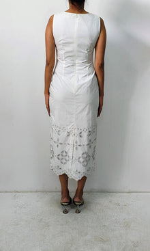 Hemant And Nandita | Inv Cotton Poplin Long Dress | White
