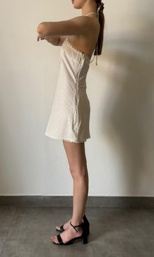 Womens | Inv Cotton Schiffly Halter Neck Short Dress | White