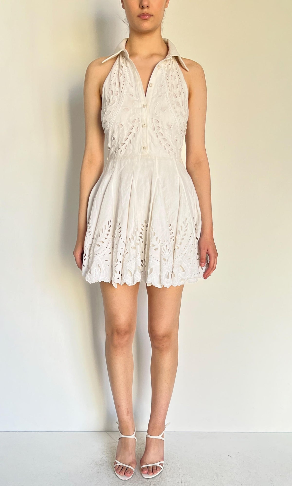 Hemant And Nandita | Inv Cotton Linen Short Dress | White