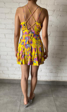 Womens | Inv Cotton Short Dress | Yellow Multi
